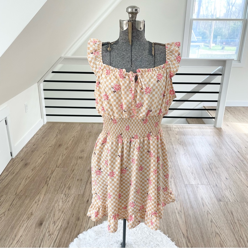 NWT XXL orange, pink and white floral, print, mini light weight sundress
